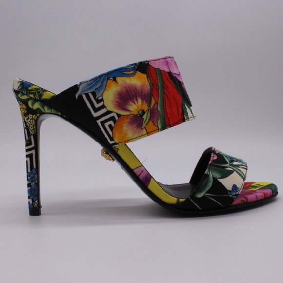 Versace Floral Baroque Heels Pumps Printed Silk Size 39 EU / 9 US - Picture 5 of 12
